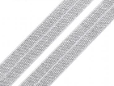 Elastisches Schrägband Polyester mit Lurex Breite 20 mm in Weiß-Silber